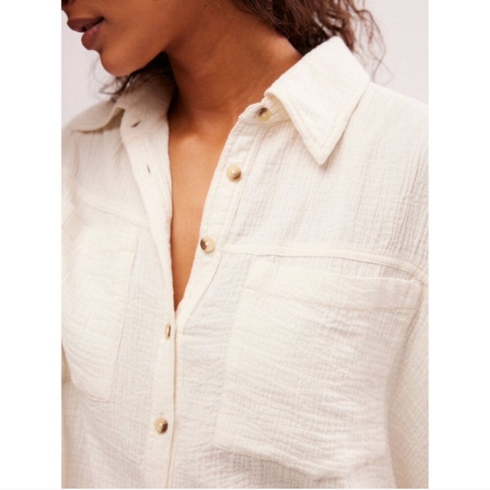 FREE PEOPLE We The Free Cardiff Top in Optic White•Size Small•NWOT - Picture 6 of 12